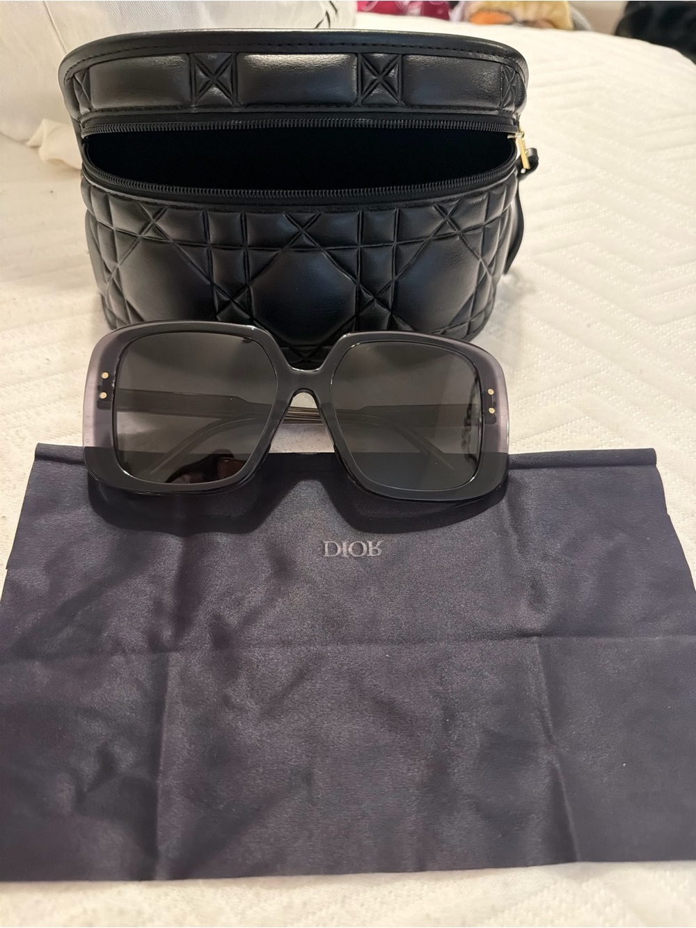 Dior Black Oversized Square Sunglasses with Dark Lenses